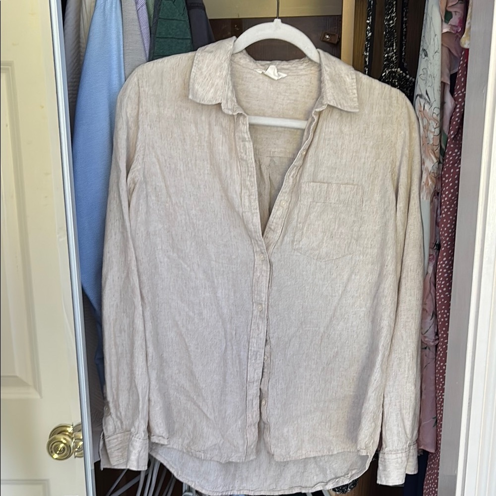 Caslon Light Heathered Beige Linen shirt